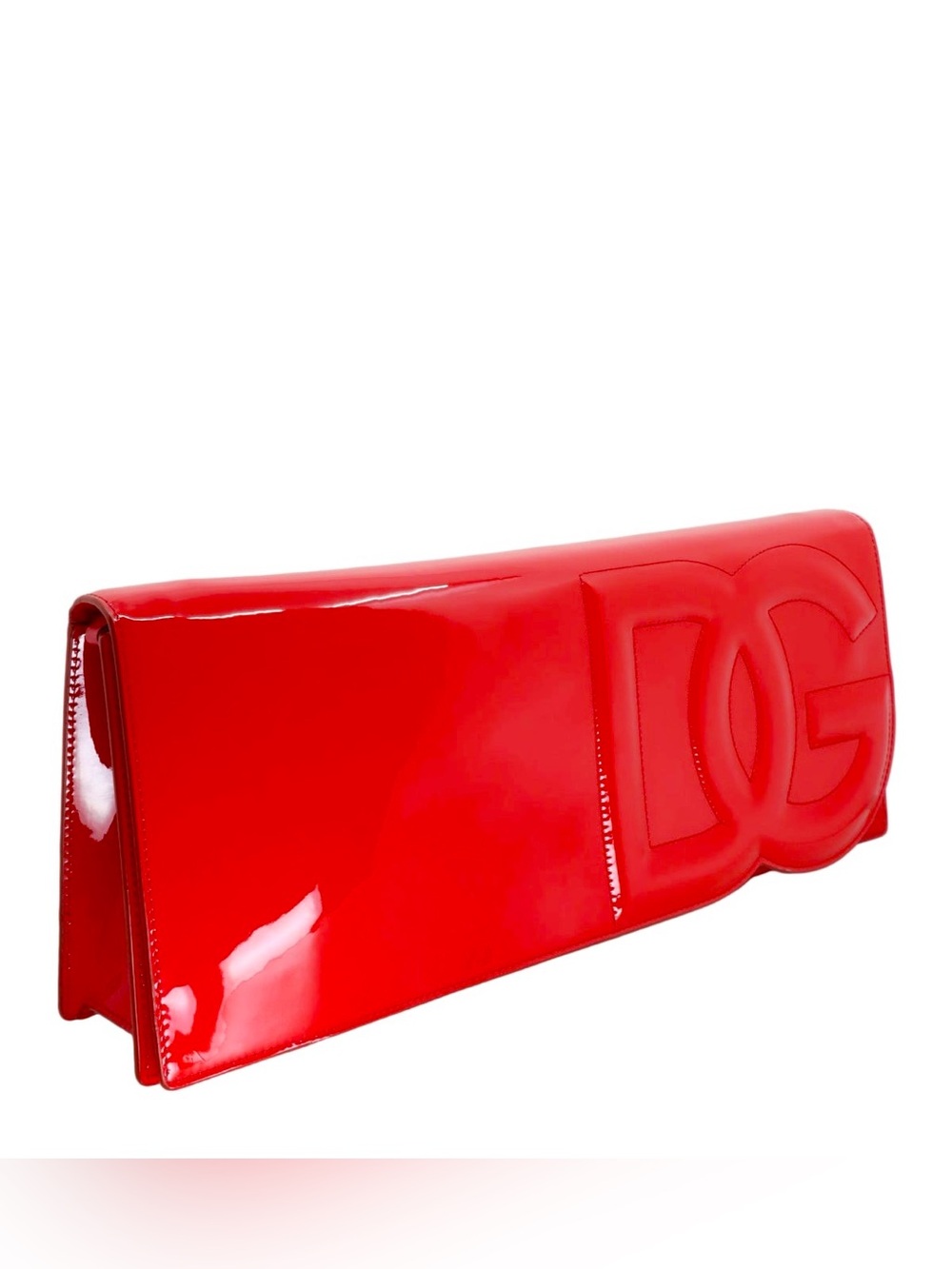 Dolce & Gabbana Red Patent Leather DG Logo Shoulder bag Clutch